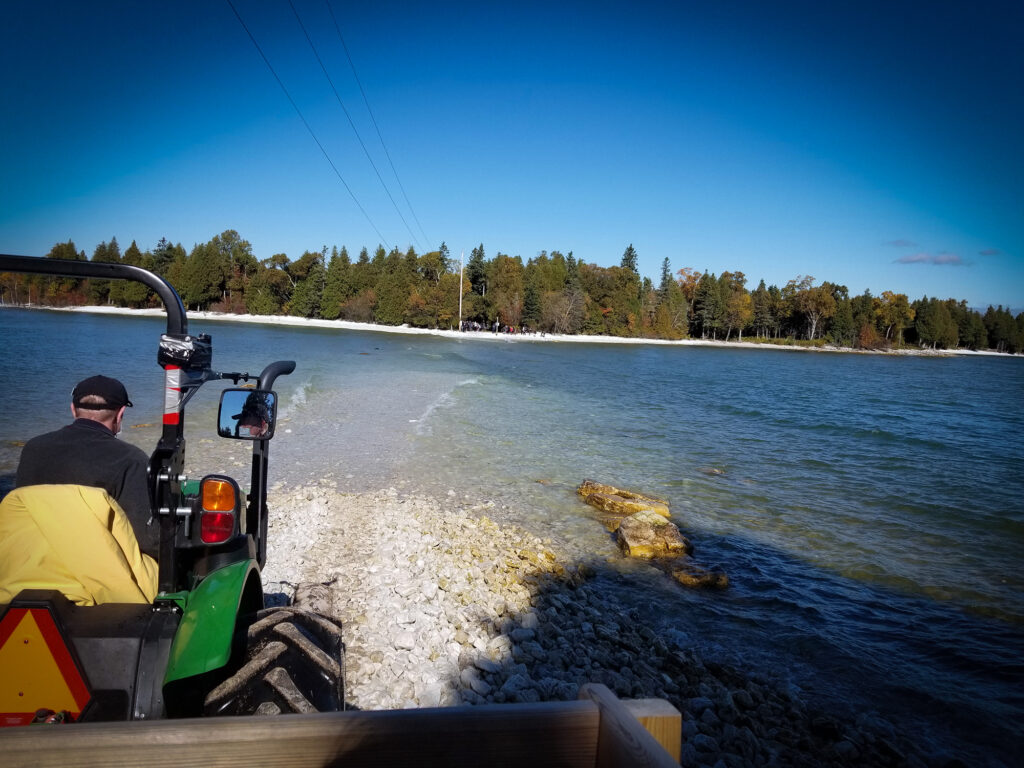 Tractor Ride across water to Cana Island Light House. Door County, Wisconsin