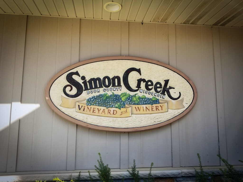 Simon Creek Vineyard and Winery Sign. Door County, Wisconsin