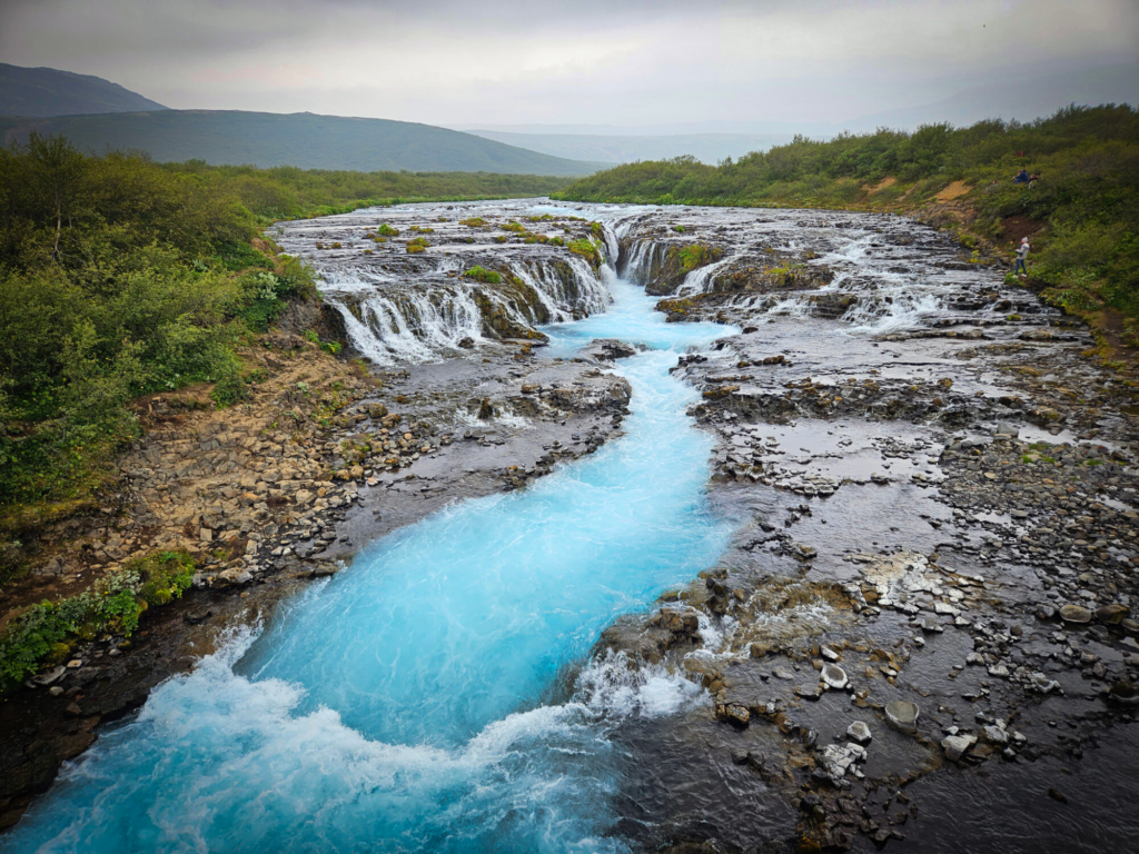 blue waterfall in Iceland