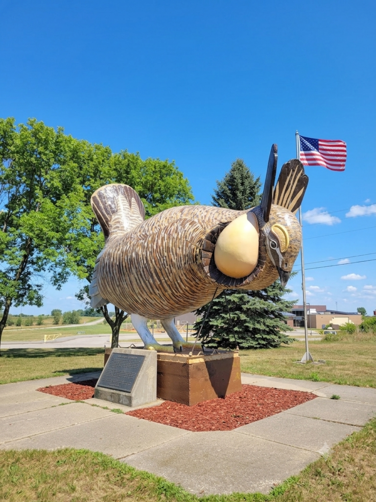 Minnesota Roadside Attractions - "Booming" Prairie Chicken Statue