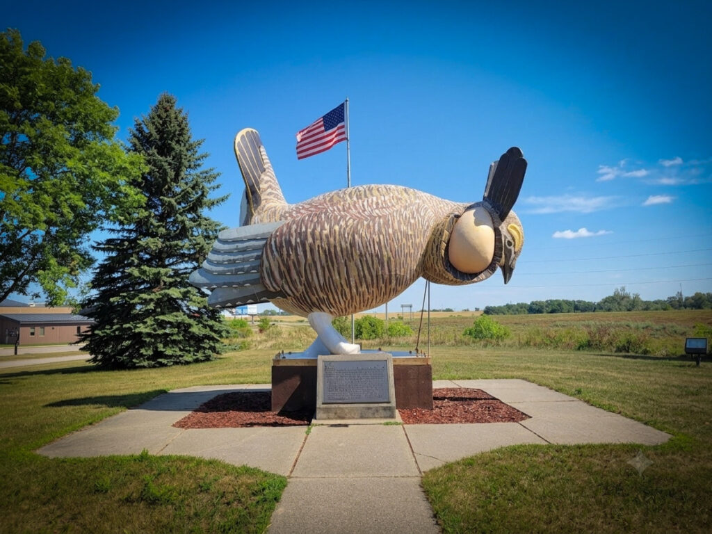 Minnesota Roadside Attractions - "Booming" Prairie Chicken Statue